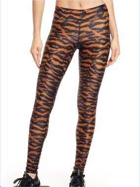 The Upside Orange & Black Tiger-Stripe Leggings